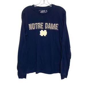 Campus Heritage Notre Dame Spell Out Long Sleeve Shirt Mens M Collegiate Sporty